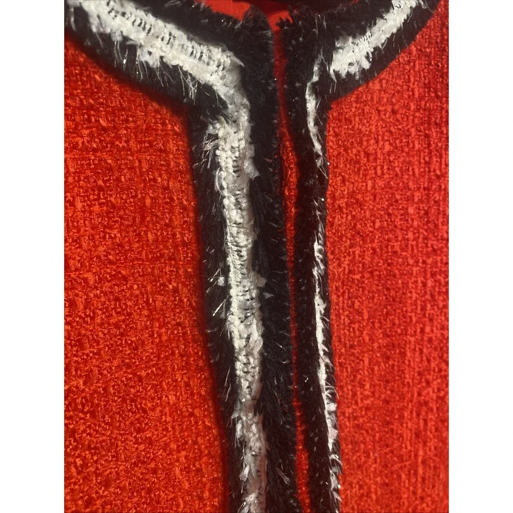 Talbots Fringe Stipe Tweed Jacket Red Plus Size‎ 20w Retail: $199 EUC